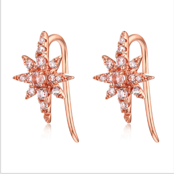 Starfish Shaped S925 Sterling Silver Rose Quartz Earrings with Rose Gold Plating